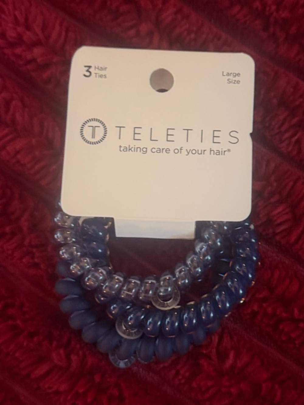 TELETIES Large Navy Hair Ties - 3 Pack